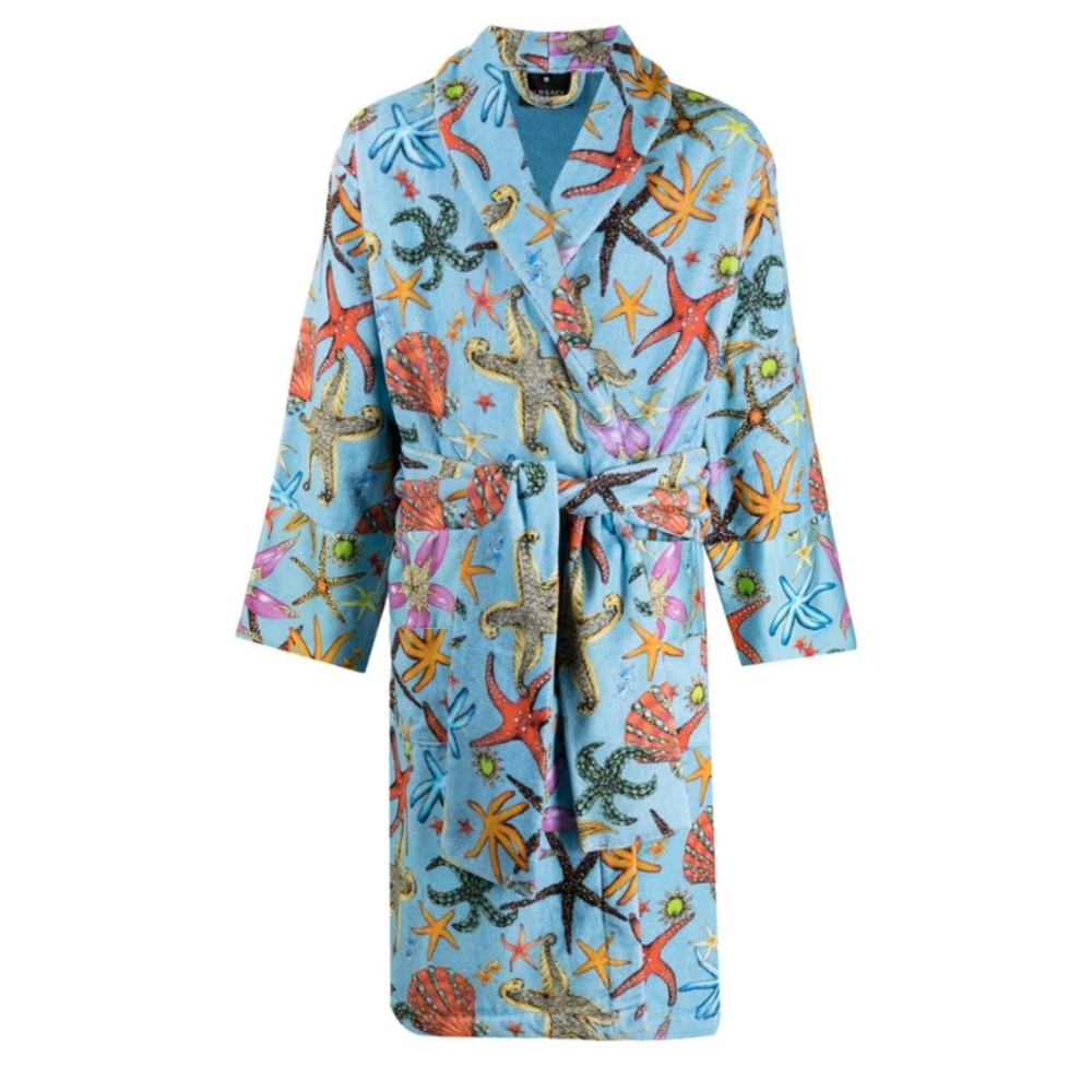 Versace Starfish Robe- Tresor De La Mer Pale Blue Terrycloth Unisex Bath Robe
